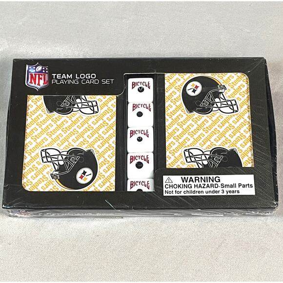 Pittsburgh Steelers Official NFL Team Logo Playing Card Set w/ Bicycle Dice NEW - Picture 1 of 4